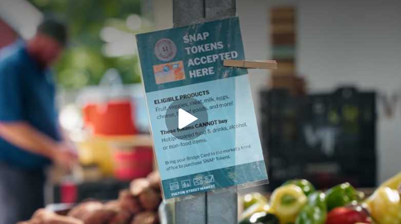 Farmers Market SNAP Signage, linked to a video on how to use SNAP benefits at a farmers market